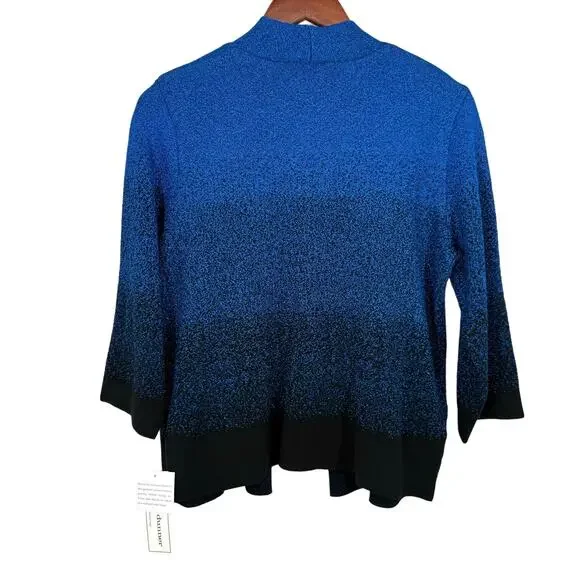 NEW NWT Alfred Dunner Sz Small Sparkly Metallic Blue Christmas Blouse Shirt Top - Picture 7 of 7